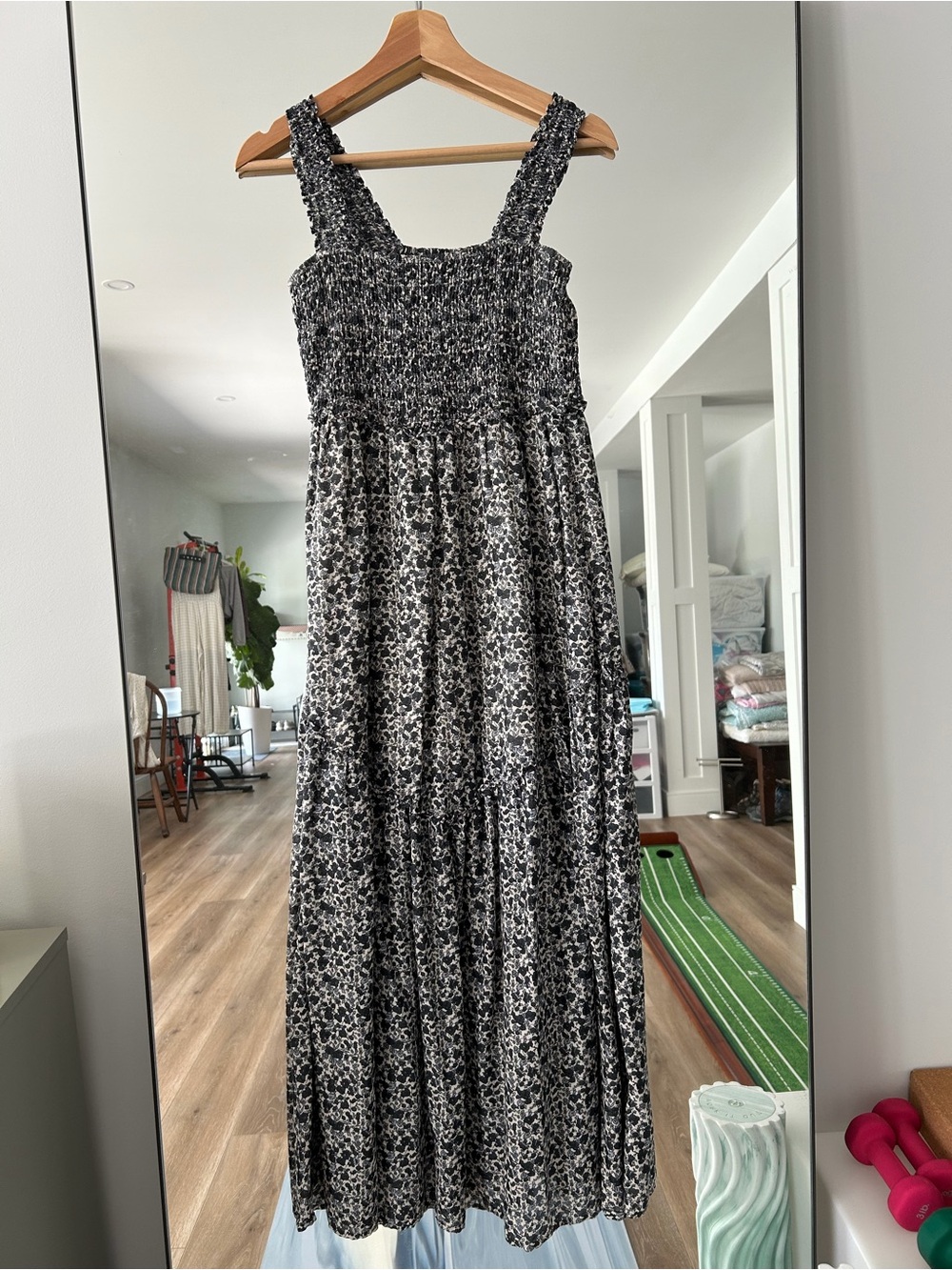 Urban Outfitters Navy and white Smocked Floral Maxi Dress